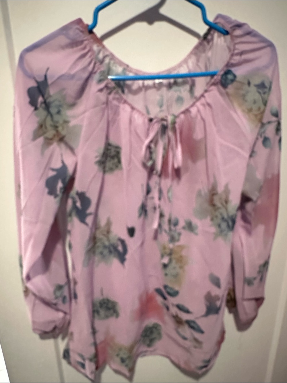 Women's Pink Floral Peasant Blouse